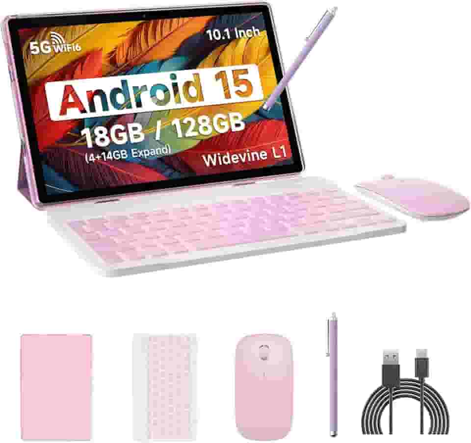 IWEGGO CP20MAX Tablet Android 13 2024 10 Polegadas 2 em 1, 8GB RAM + 128GB ROM/1TB Expansível, Rosa Claro