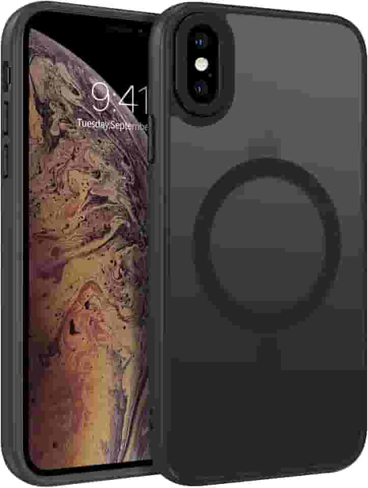 BENTOBEN Capa para iPhone X/Xs [compatível com Magsafe] Capa protetora magnética fosca translúcida para iPhone X/Xs fina à prova de choque para mulheres e homens 5,8 polegadas 2017/2018, preta