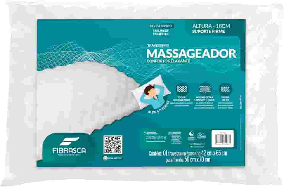 Travesseiro Ortopédico Massageador Suporte Médio Alivio do Stress Fibrasca 50x70 Branco