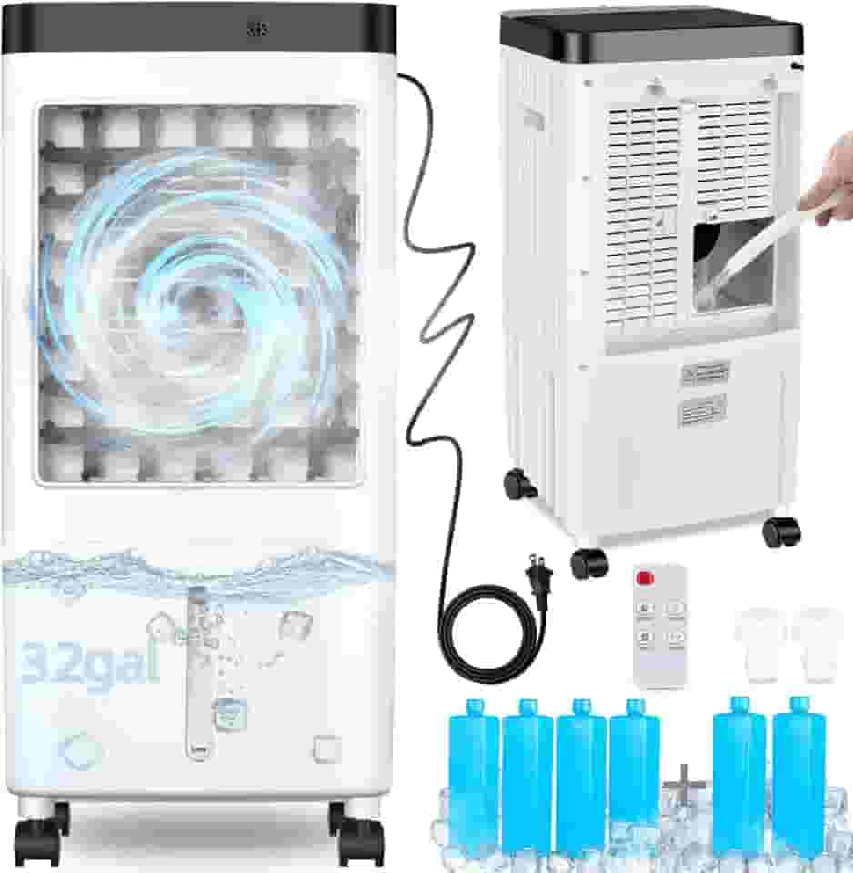 Verminget Ar-Condicionado Portátil, Condicionadores De Ambiente 3 Em 1, Refrigerador Pântano Com Tanque Água Grande, Unidade Ar Condicionado Temporizador, Velocidades, Oscilação 80°, Para Cozinha E