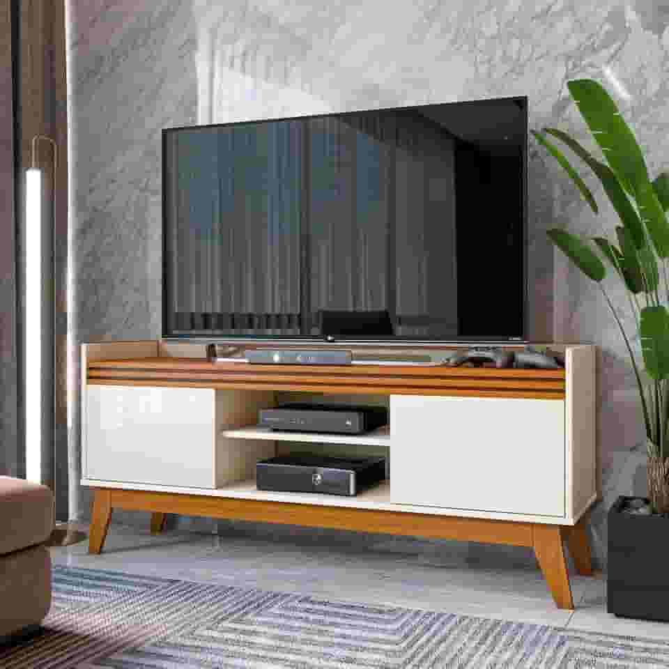 VIA NOSSA - Rack para Tv até 50 Polegadas 2 Portas Ripado Astúrias 136cm