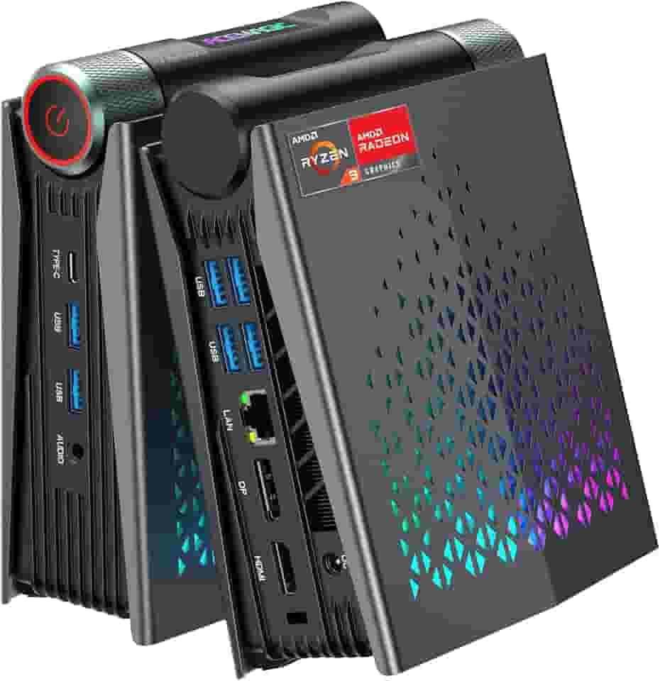 ACEMAGICIAN Mini PC S3A, Ryzen 9 6900HX, 32GB DDR5 1TB NVME SSD Pequenos Computadores para Jogos, Desktop Minúsculo com AMD Radeon 680M, Tipo C|WiFi 6|BT 5.2|Canal Duplo|Escritório|Casa|Jogos Casuais