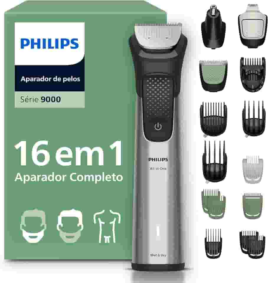 PHILIPS Aparador de pelos premium multigroom 16 em 1 para Rosto, Cabelo e Corpo - MG9532/15