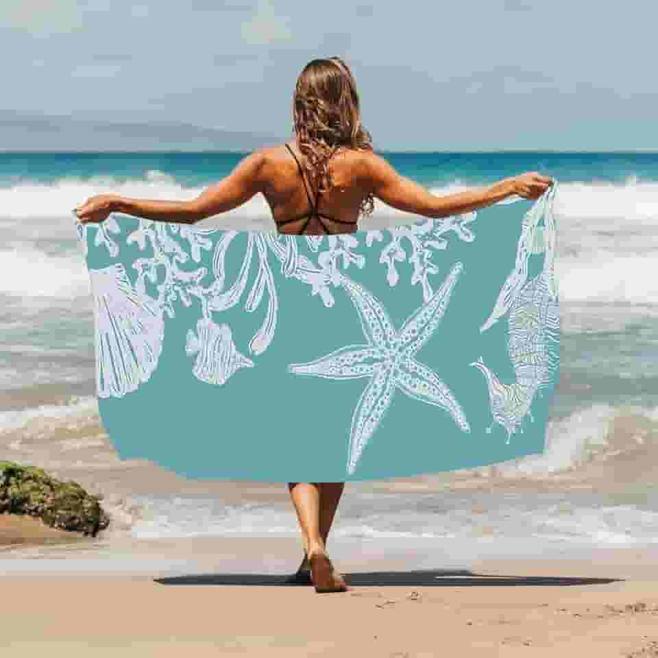 Toalha de praia tropical de secagem rápida, toalha de praia macia de verão para adultos, toalha de viagem sem areia