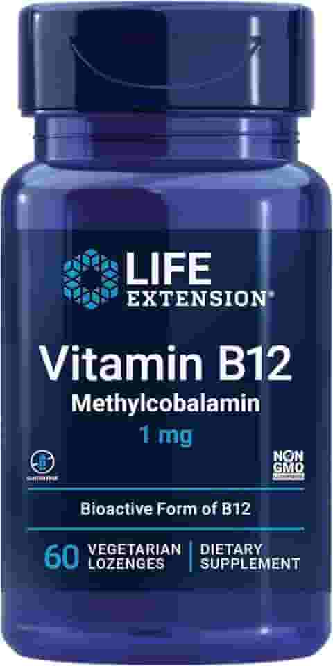 Life Extension Vitamina B12 Metilcobalamina 1Mg - Suplemento De Vitamina B Para O Cérebro - Pastilhas Vegetarianas Dissolva Na Boca -Sem Glúten, Não Transgênico, Vegetariano - 60 Contagens