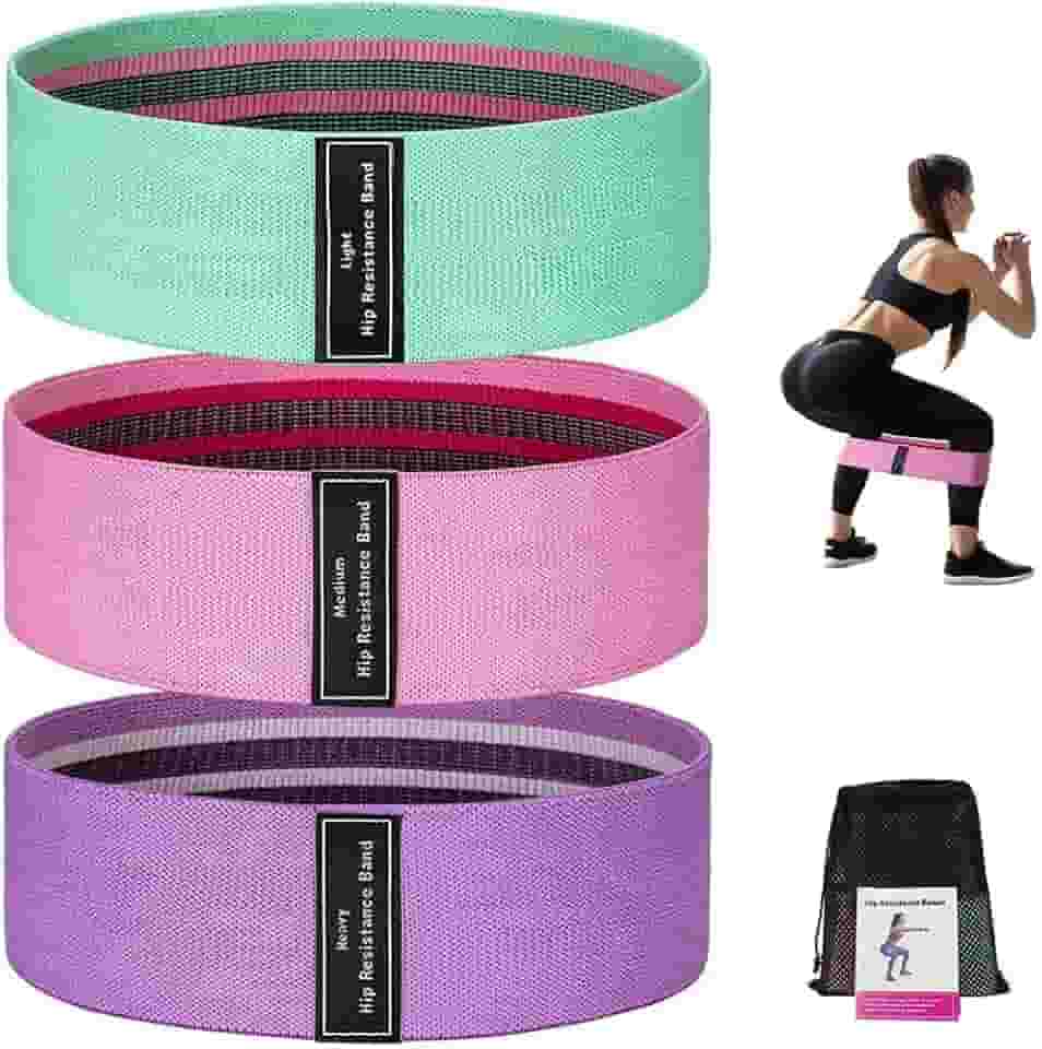 Kit 3 Faixas Hip Mini Band Tecido Elástico Premium – Para Exercícios em Casa, Pilates, Yoga, Fisioterapia, Academia e Treino Funcional