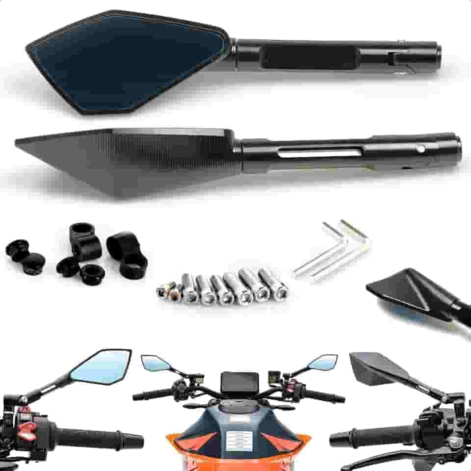 Retrovisor Esportivo Moto Universal em Alumínio Espelho Antirreflexo Azulado Naked