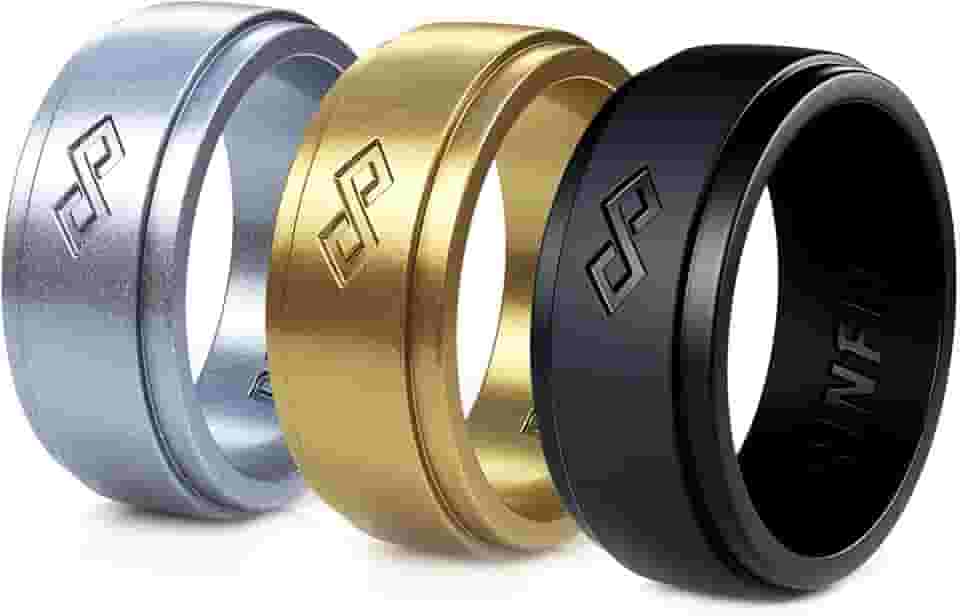 Alianças de casamento de silicone para mulheres e homens - conjuntos de alianças de casamento de silicone para ele e ela - Anéis de casamento de borracha - patente de design