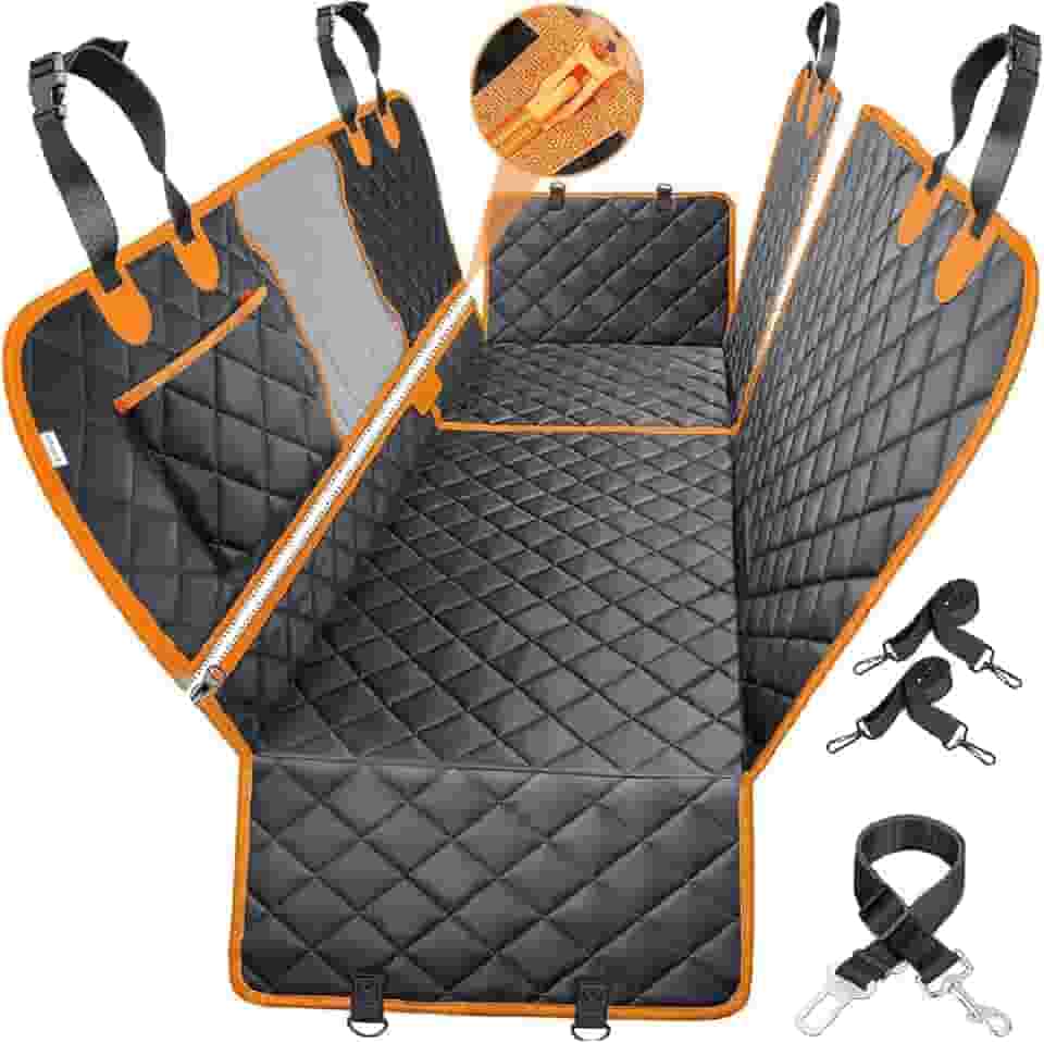Capa para Pet. Protetora De Banco Traseiro De Carro, Impermeável. Proteção para Bancos dos veículos, Cães e Gatos. Com alças, Zíper, Estojo e Presilhas. Resistente a Riscos e Manchas. Premium. Laranja