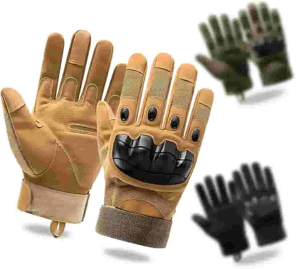 Luva Tática Airsoft, Paintball, Segurança, Policial, Militar, Motoqueiro, Ciclismo, Pesca, Direção, Proteção das Mãos, Antiderrapante, Unissex Ajustável, Uso Diário com Touchscreen