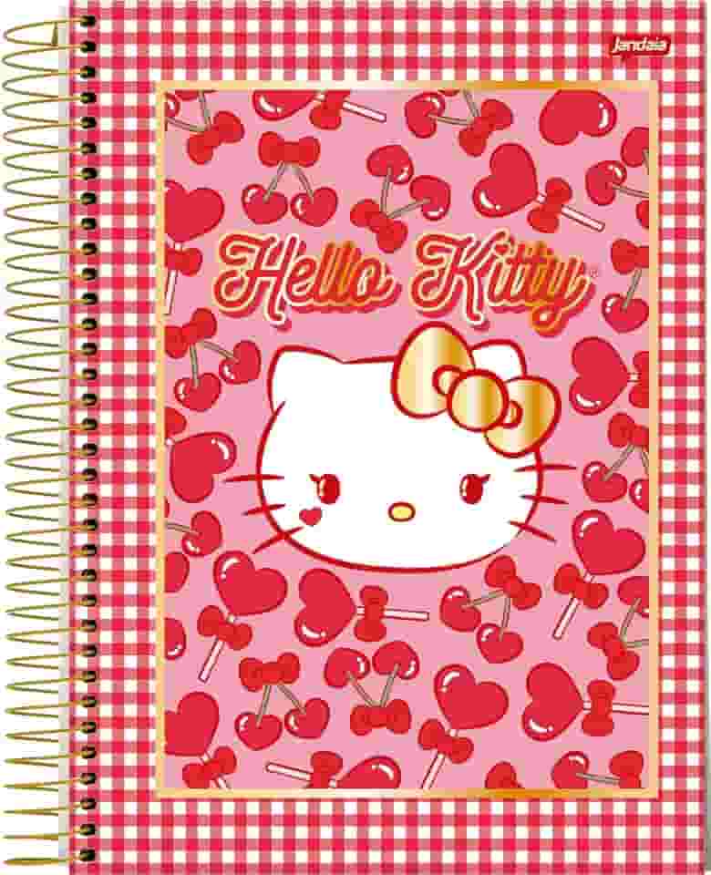 Jandaia - Caderno Espiral Universitário CD 1 Matéria 80 Fls Hello Kitty Cereja FSC