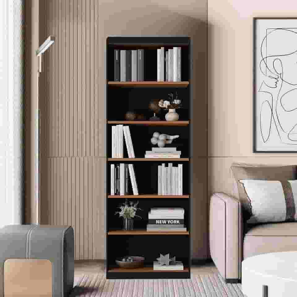 DULLAR MÓVEIS Organizador Livreiro Para Sala Escritório Gold (Preto/Nature), 1 Prateleira Barrister, Contemporâneo, Organizador Livreiro, 1 Unidade