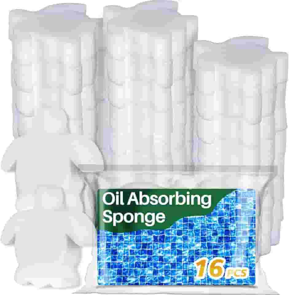 Esponja absorvente de óleo de piscina 16 peças - Esponjas de piscina que absorvem óleo, banheira de hidromassagem, filtro absorvente de óleo de tartaruga para acessórios de limpeza de
