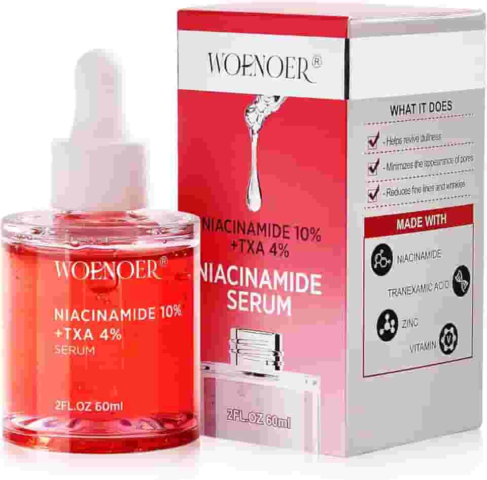 Soro de niacinamida 10% + 4% ácido Txa Face – Minimiza os poros, hidrata a pele, fórmula antienvelhecimento para pele opaca e linhas finas – Sem fragrância, efeito de vidro coreano na pele,