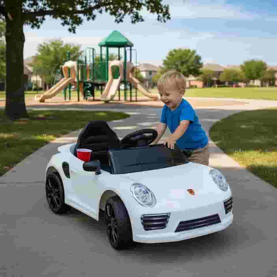 Carro Elétrico de Passeio Infantil com Luz Som e Controle Remoto (Branco)