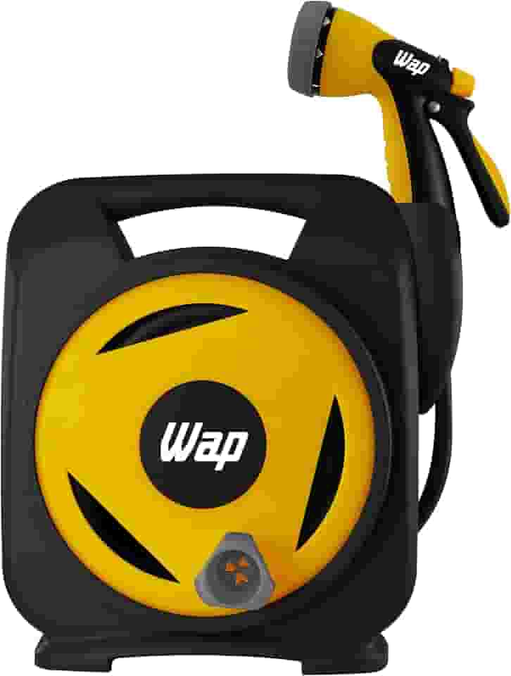 WAP Mangueira para Jardim com Enrolador e Esguicho Multiplo GMEEM01, 12 Metros, Engates Rápido 1/2"