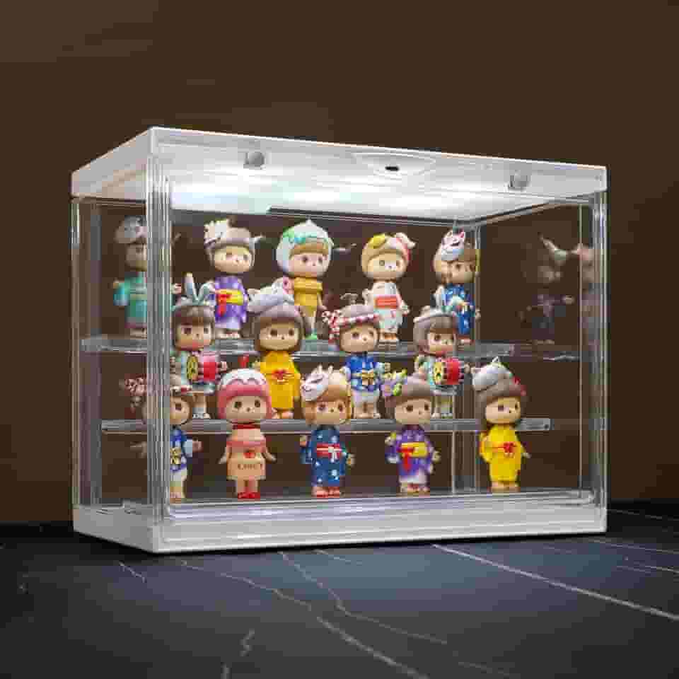 Naconmlet Vitrine De Acrílico Transparente Para Miniaturas E Funko Pop - Com Iluminação Led, À Prova Poeira, Prateleiras Removíveis, Vitrines Empilháveis, Mini Brinquedos Colecionáveis