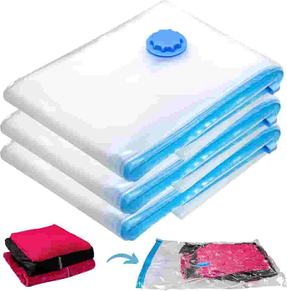 Kit 3 Saco a Vacuo 60x80 Sacos Organizadores para Mala Roupas Viagem Cobertores Guarda Vac Bag