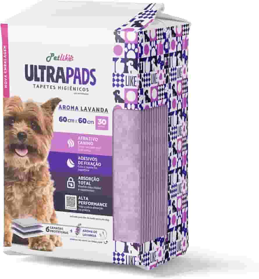 Tapete Higiênico Premium para cães Petlike Ultrapads Aroma Lavanda 60cmx60cm 30 unid.
