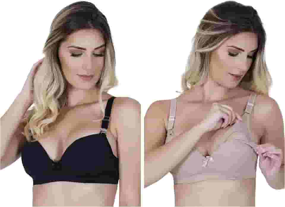 Kit 2 Sutiã Amamentação Com Bojo Amamentar, Abre Fácil, Grávida