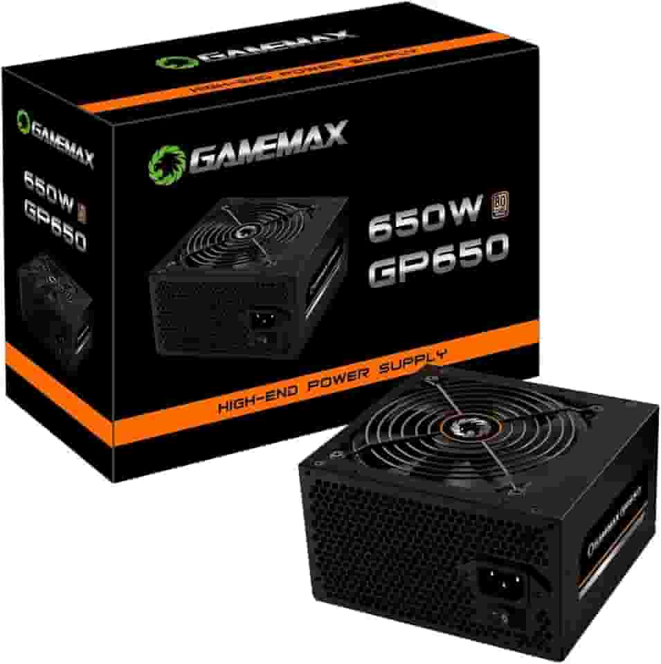 GAMEMAX Fonte Gamer GP650 80 Plus Bronze PFC Ativo Preta 650W, PRETO