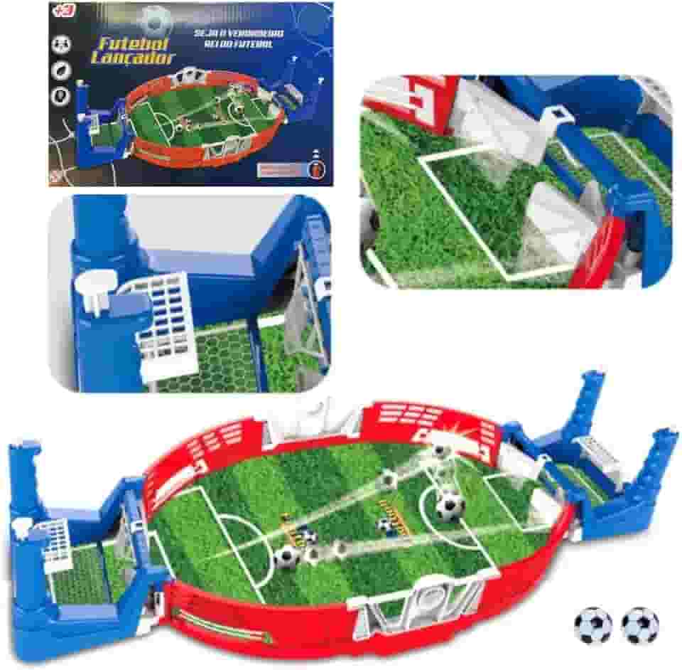 JOGO DE FUTEBOL DE MESA COM LANÇADOR ESTILO PINBALL JOGOS DE TABULEIRO BRINQUEDO INTERATIVO INFANTIL MINI ARENA GOL A GOL PORTÁTIL CRIANÇA BOLA DE DEDO PEBOLIM DIVERSÃO GARANTIDA 38CM