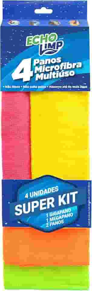 NVA 470 - CONJUNTO COM 4 PANOS SORTIDOS EM MICROFIBRA (1UNI - 60x90 / 1UNI - 58x48 / 2UNI - 30x35) - ECHOLIMP