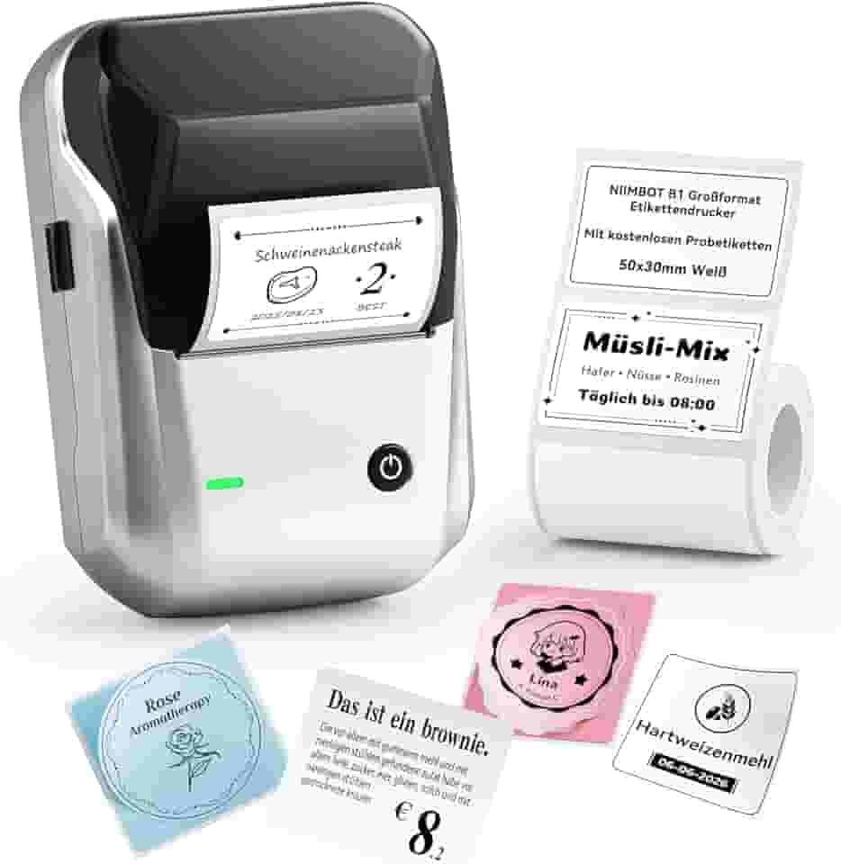 NIIMBOT Impressora comercial de etiquetas de grande formato B1, etiquetadora de adesivos, impressora de etiquetas portátil, prata