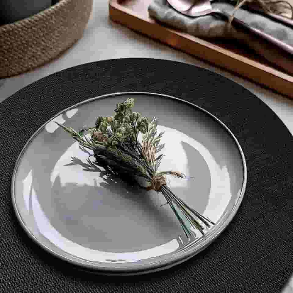 8 Jogo Americano Redondo Juta Preto - Impermeável Pvc