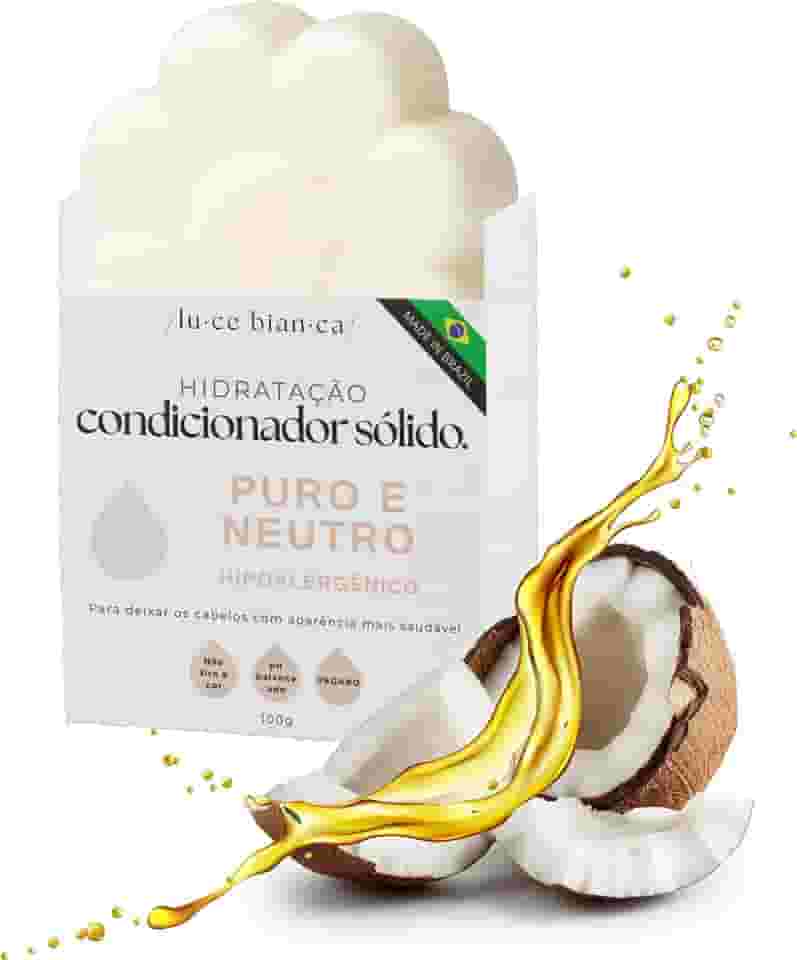 Condicionador Sólido Luce Bianca 40g – Vegano, Artesanal, Hidratação e Brilho para Todos os Tipos de Cabelo, Ecológico e Econômico