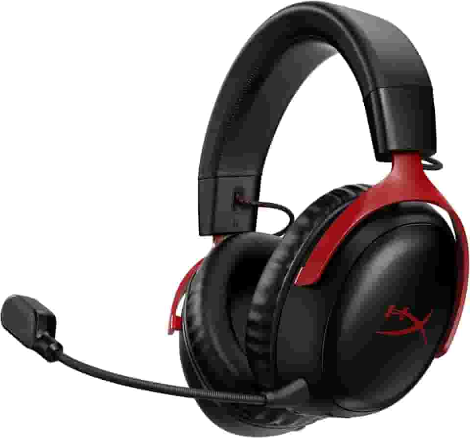 Headset Wireless HyperX Cloud III - Gamer para PC, PS5, PS4, Bateria de até 120h, 2,4 GHz, Drivers 53mm, Espuma Viscoelástica, Estrutura Durável, Microfone 10mm, Vermelho e Preto (77Z46AA)