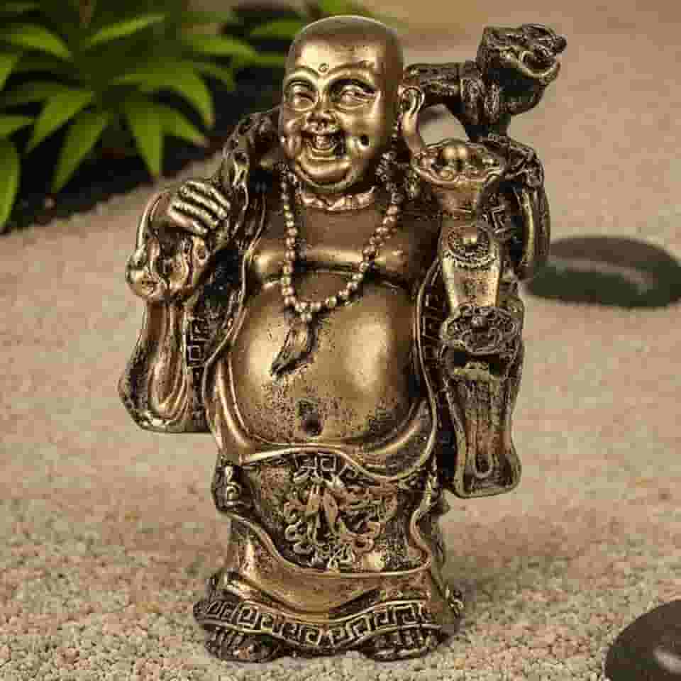 Buda decoração da Fortuna estátua prosperidade resina 19 cm