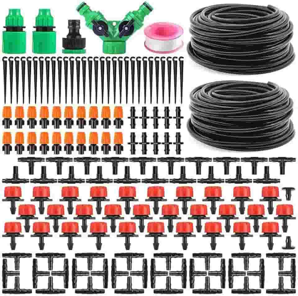Kit de Irrigação Automática por Gotejamento DIY 149 peças– Gotejador para Plantas, Irrigador de Jardim, Mangueira de Irrigação, Conexão Flexível e Ampla Aplicação