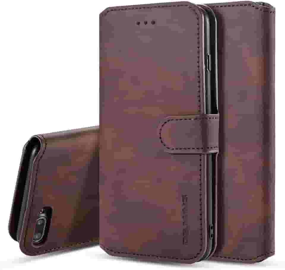 UEEBAI Capa para iPhone SE 2022 5G/iPhone 7/iPhone 8/iPhone SE 2020, capa de couro PU de luxo carteira vintage flip capa [compartimentos para cartões] [magnético] suporte fólio proteção à prova de