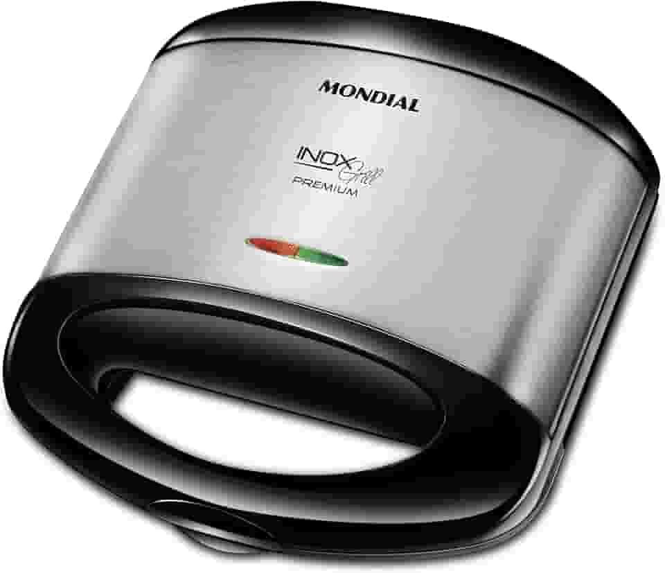 MONDIAL Grill e Sanduicheira Premium, Preto/Inox, 800W, 110V - S-07