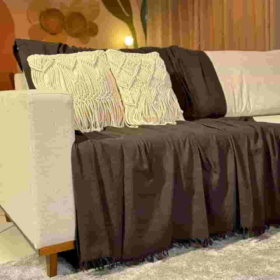 Manta para Sofá Super King, 400 x 180 cm, 100% Algodão (Marrom Escuro)