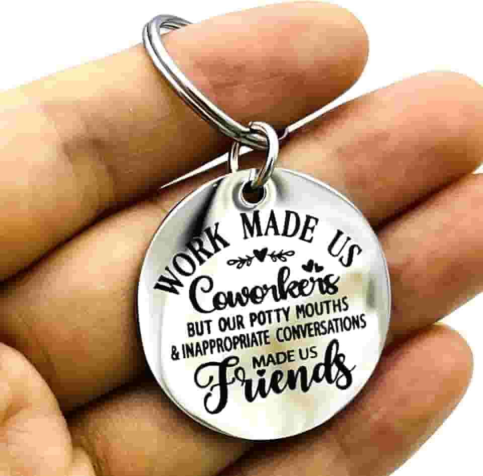 Chaveiro engraçado para colega de trabalho, chaveiro de amizade de aço inoxidável para colega, amigo do escritório, presente de despedida para mulheres e homens