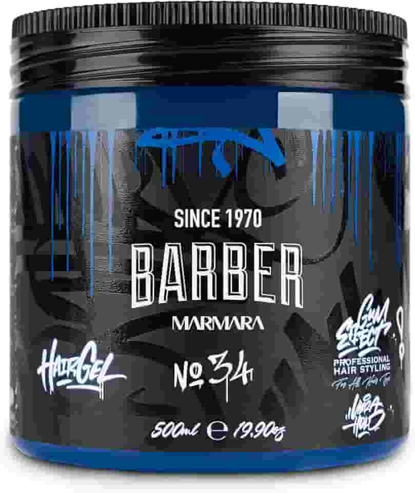 barber marmara No.34 Gel para Pentear Cabelo 500 Ml – Gel para Cabelo Masculino – Fixação Forte – Sem Colagem E Sem Resíduos – Sem Álcool – Fragrância Fresca – Gel para Cabelo – Aparência de Cabelo Mo