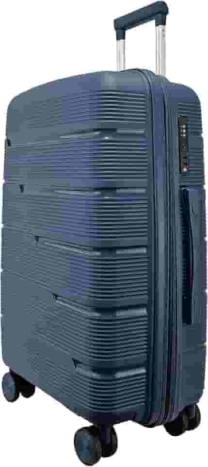 Mala de Viagem Média 23kg, Polipropileno Rígido, 4 Rodas Duplas 360º, Trava TSA, Divisória Interna (Azul Marinho P2M)