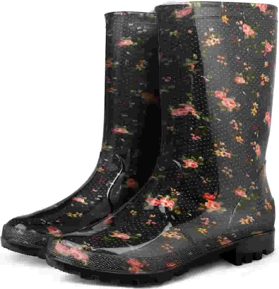 Hellorain Bota De Chuva Impermeável Para Mulheres, Leve, Em Pvc, Calçado Feminino, Adequado Trabalho Ao Ar Livre, Agricultura E Jardim