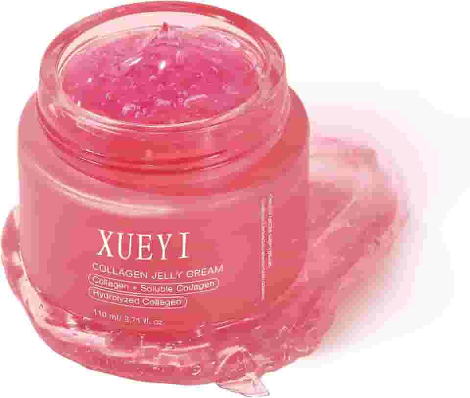 Creme de gelatina de colágeno – Gel firmador de colágeno para rosto, hidratante e hidratante com niacinamida e água de rosas, 50 ml