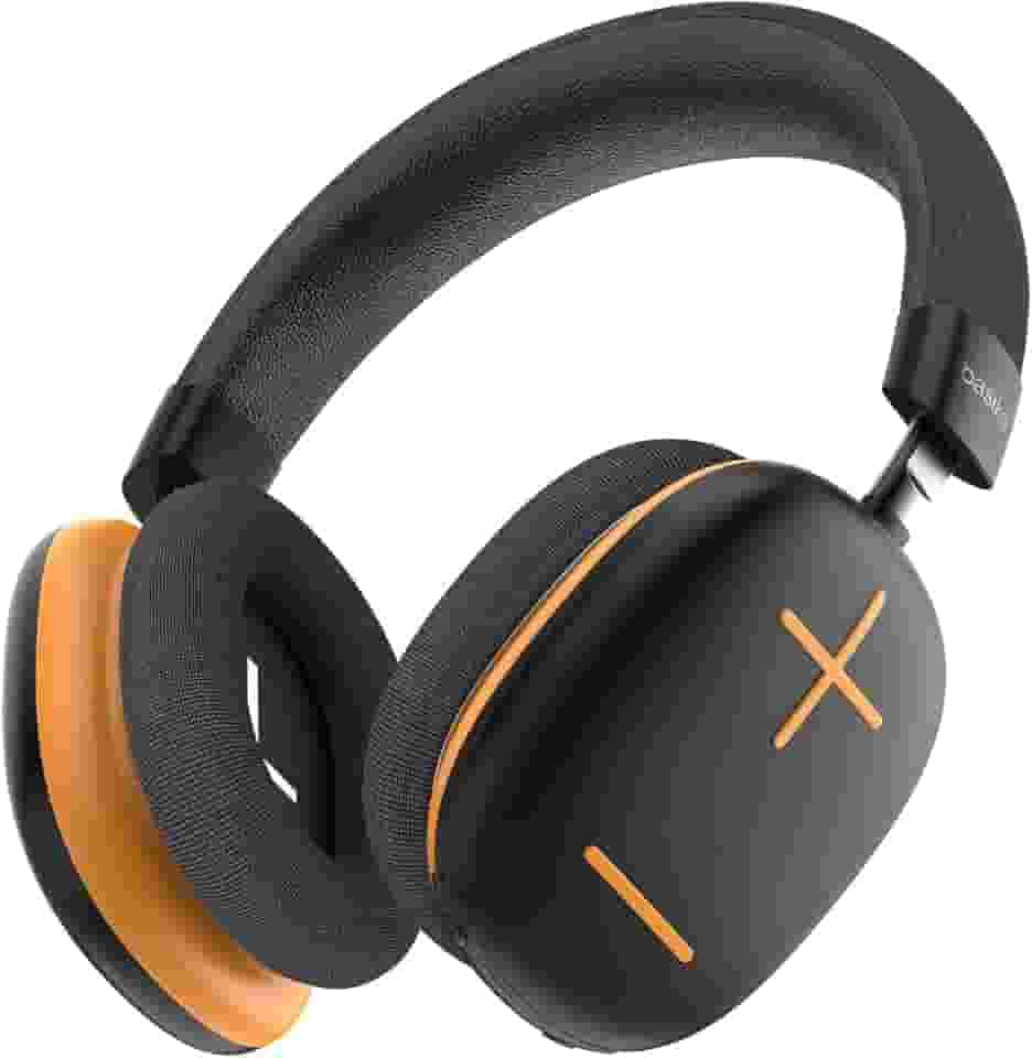 Basike Fones De Ouvido Sem Fio, Headphone Bluetooth on-ear com Microfone, Até 50 Horas de Música, HQ182B (Laranja Preto)