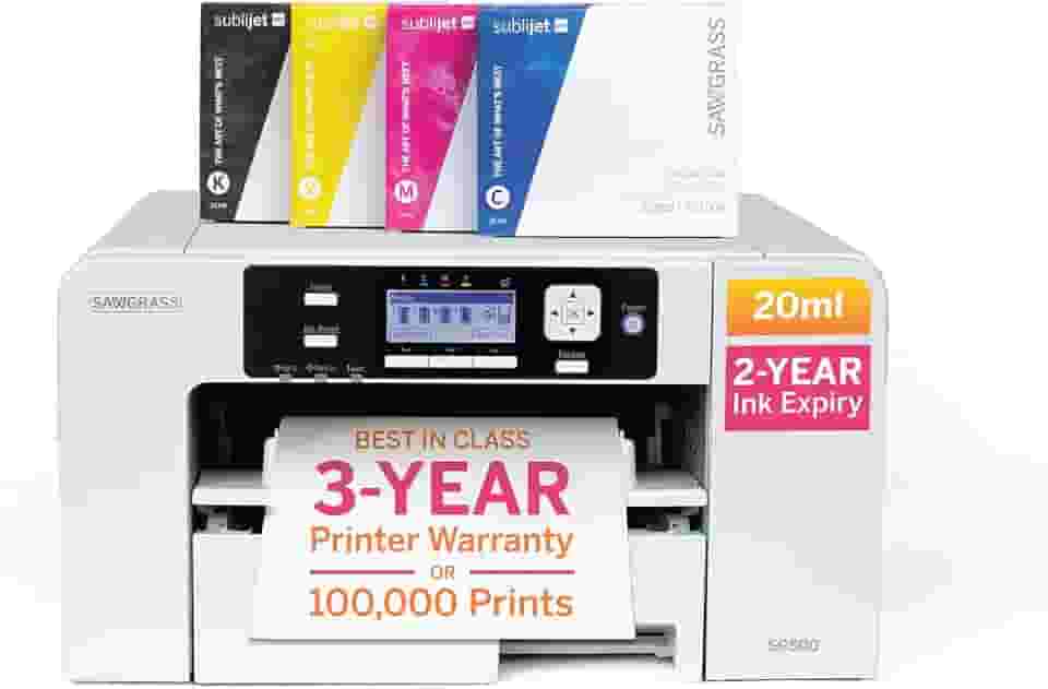 Sawgrass Pacote inicial de impressora de sublimação SG500 | Inclui impressora profissional de sublimação de tinta com tintas SubliJet UHD de 20 ml e papel de sublimação TruePix | Conectividade Wi-Fi |