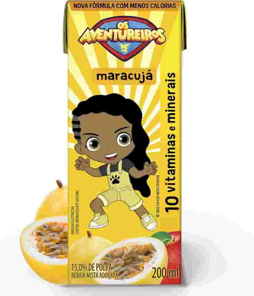 AVENTUREIROS - Néctar de Maracujá em Caixinha - Sem Ingredientes Artificiais, Sem Glúten - Contém 10 Vitaminas e Minerais, Ingredientes Naturais - Vegano - 200ml