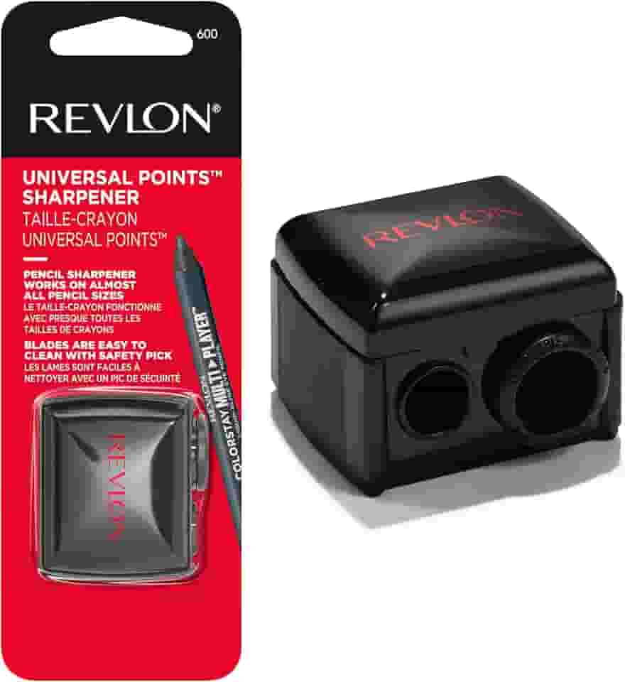 Apontador para maquiagem Revlon, para 3 tamanhos de lápis, preto Apontador universal para de lápis de madeira e plástico