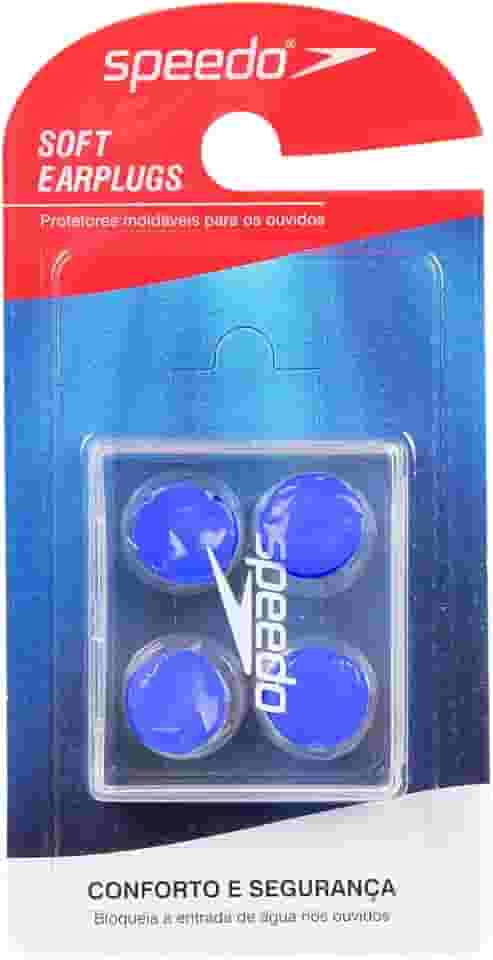 Protetor Auricular, Speedo, Soft Earplugs, Silicone Moldável Reutilizável com Estojo Protetor - Azul