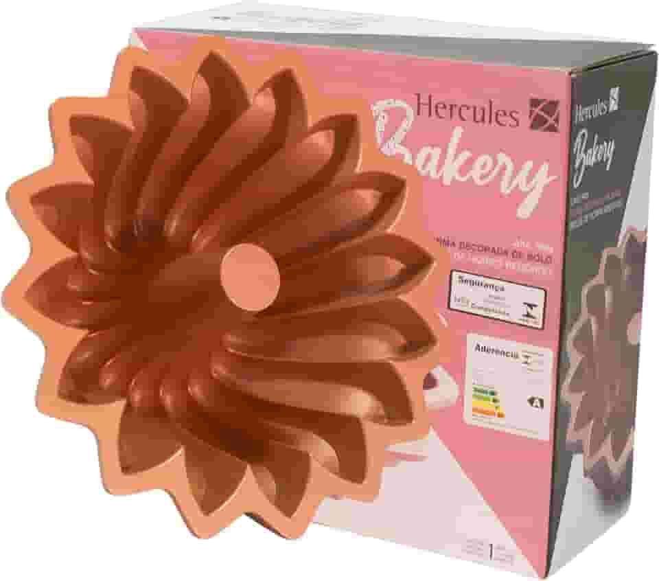 Hercules FORMA DECORADA DE BOLO ANTIADERENTE 240X240X110MM UC135-02 EM ALUMINIO NA COR ROSE GOLD