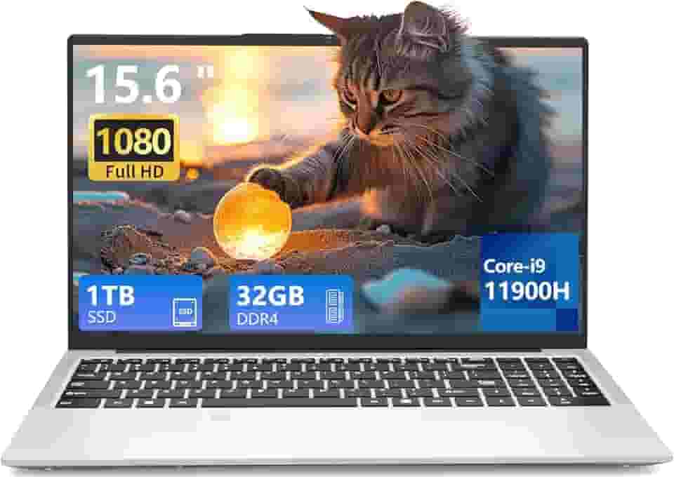 Laptop para jogos Core I9-11900H, laptop de 15,6 polegadas, laptops 32 GB de RAM 1 TB SSD, 180 ângulos abertos FHD 1920 * 1080 tela de desbloqueio de impressão digital teclado retroiluminado