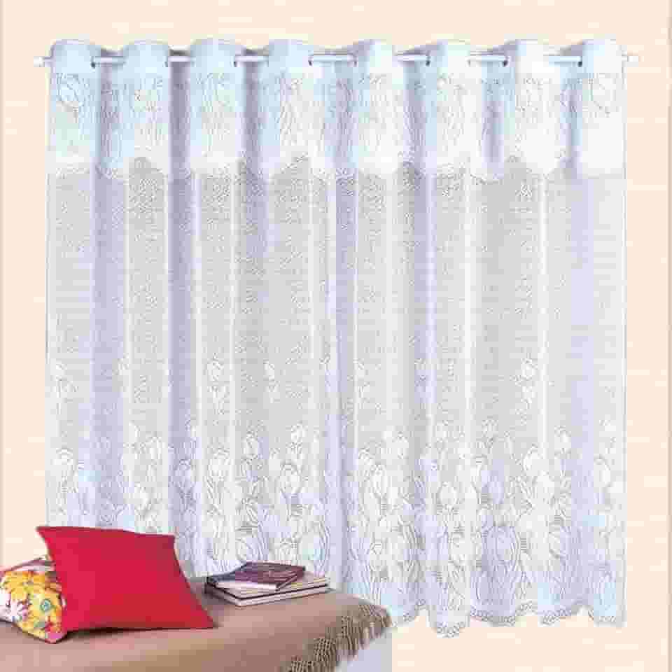Cortina Renda Copa Cozinha Tulipinhas 2,00x 1,20m Cortilester U BRANCO