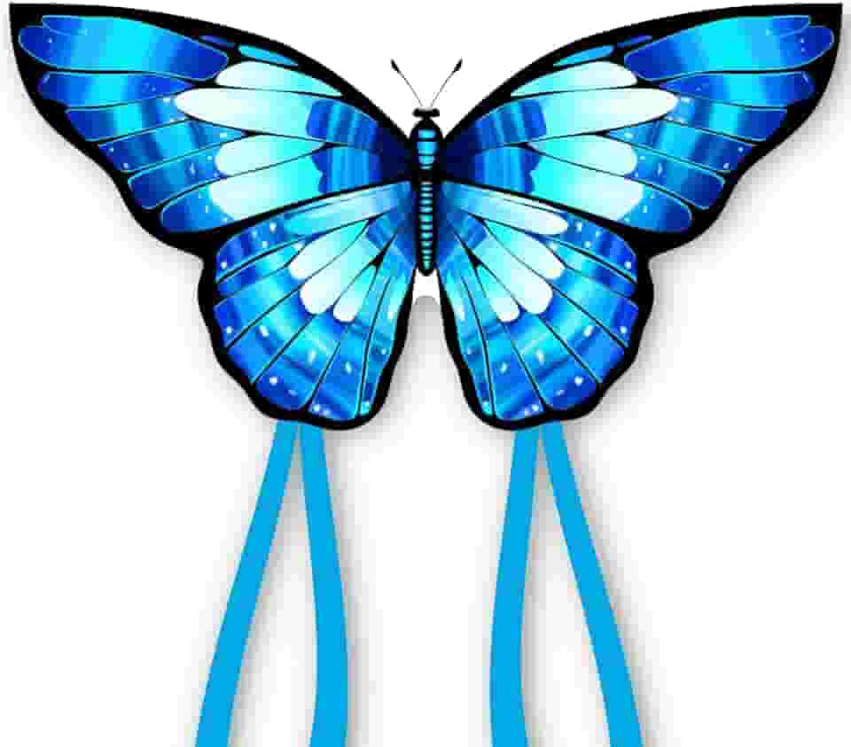 Pipas Borboleta Blue Morpho Para Crianças E Adultos, Fáceis De Empinar, Grande Kit Presente Aniversário Festival Com Alça Corda (Big-Blue)
